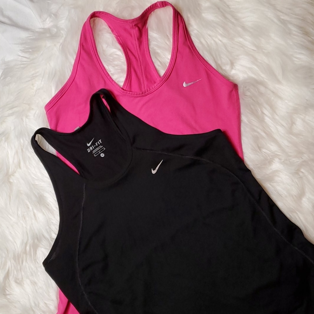 2 Nike Dri-Fit Tanks, size M - Fuschia and Black